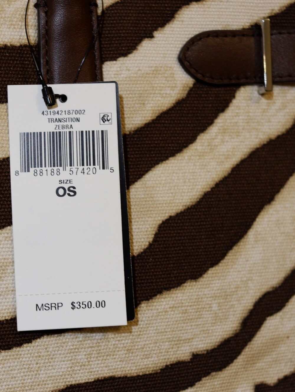 NWT Lauren Ralph Lauren Zebra-Print Canvas Extra Large Devyn Tote Bag MSRP $350! - Picture 4 of 8